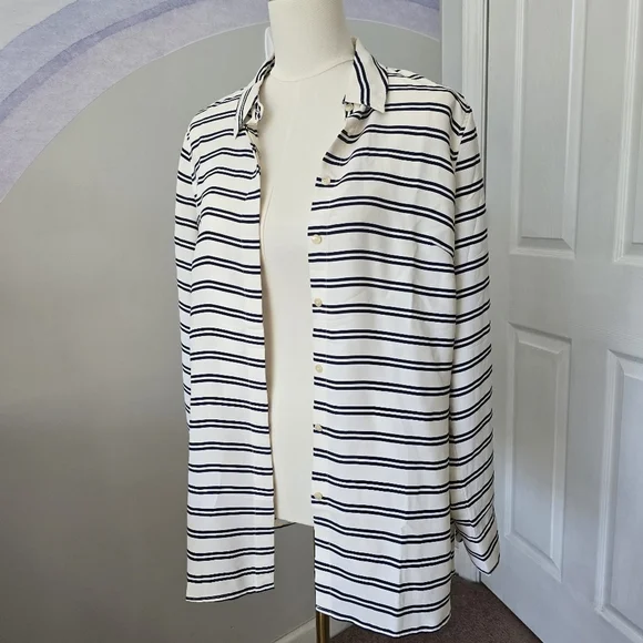 Talbots | Medium | Navy & White Striped Button Down - Picture 8 of 10